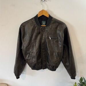 Wild Fable Faux Leather Bomber Jacket, Vintage Dark Brown, Sz M, NWT